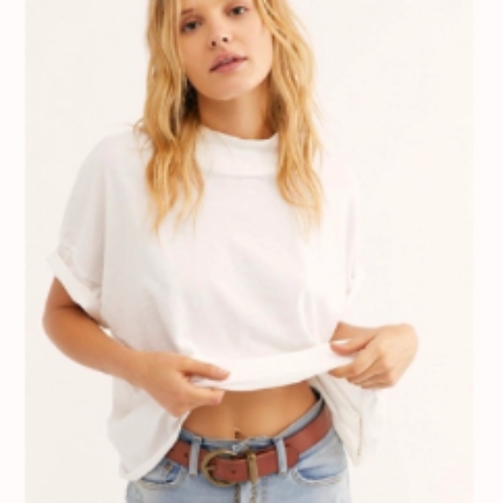 We The Free Fearless Tee Painted White Mockneck XS